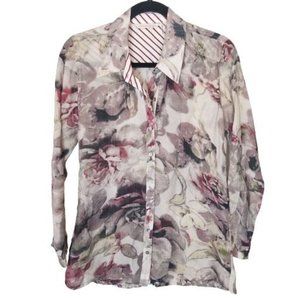 Soft Surroundings Womens PM Purple Floral Long Sle